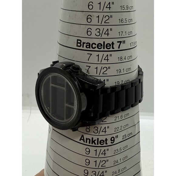 CKE Round Watch 1921 Men's 44mm All Black LCD Digital Quartz Alarm WR 3ATM - Picture 4 of 7